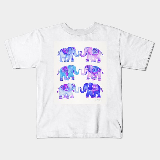 indigo elephants Kids T-Shirt by CatCoq